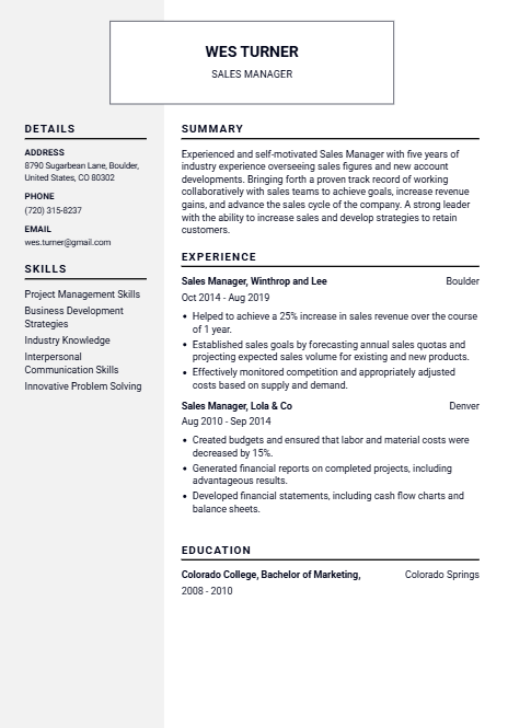 Monochrome resume template