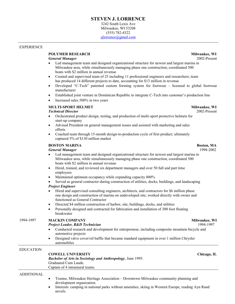Stanford resume template